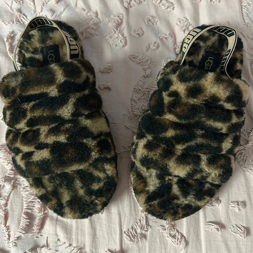 Size 4 leopard print slip ons.